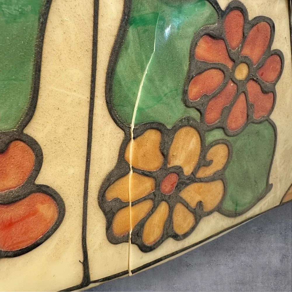 Vintage Coca-Cola Stained Glass Style Hanging Pendant Light Lamp —‎ Needs Repair